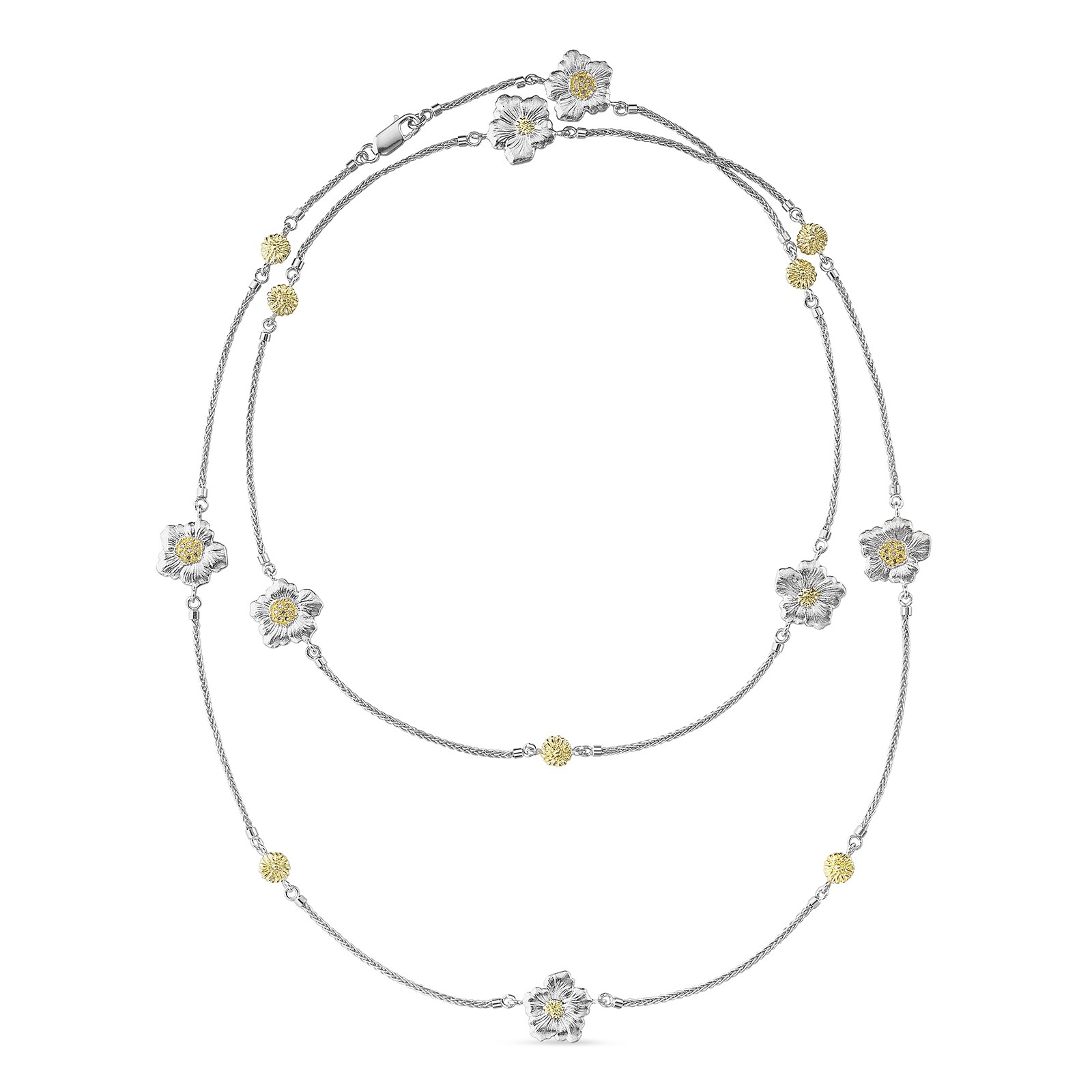Buccellati Sterling Silver and Vermeil Blossoms 7 Station Necklace