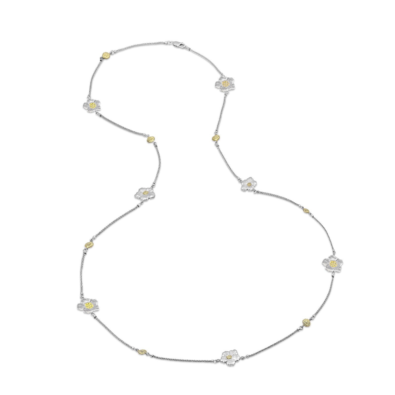 Buccellati Sterling Silver and Vermeil Blossoms 7 Station Necklace
