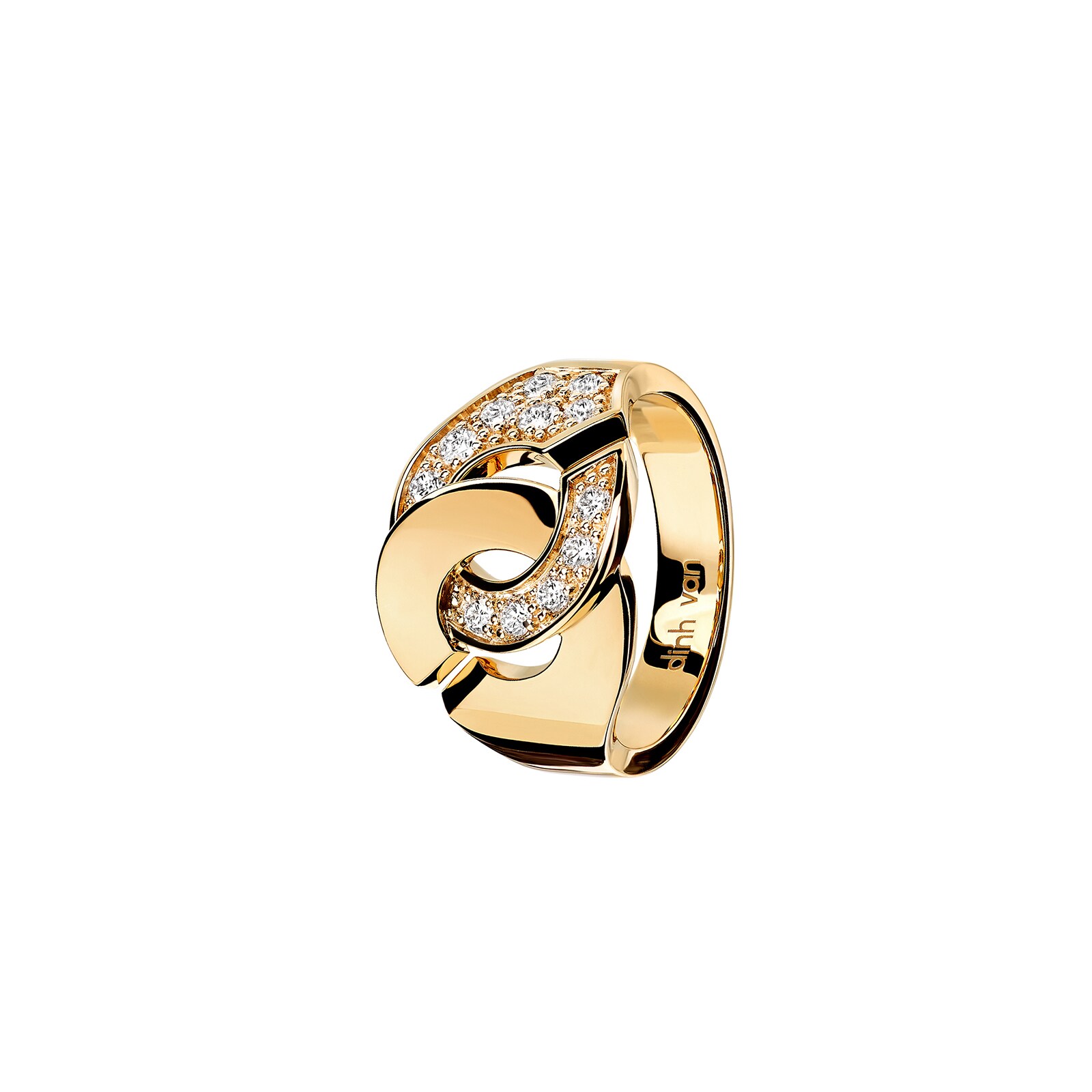 Dinh Van 18K Yellow Gold Menottes R12 0.31cttw Diamond Ring Size 54