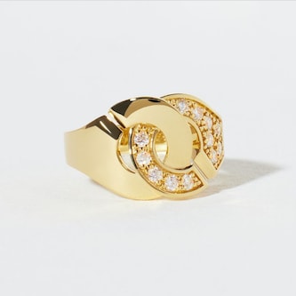Dinh Van 18K Yellow Gold Menottes R12 Diamond Ring Size