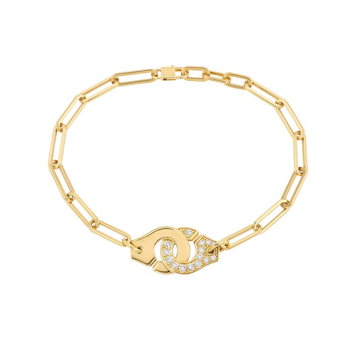 Dinh Van 18K Yellow Gold Menottes R12 0.25cttw Diamond Chain Bracelet