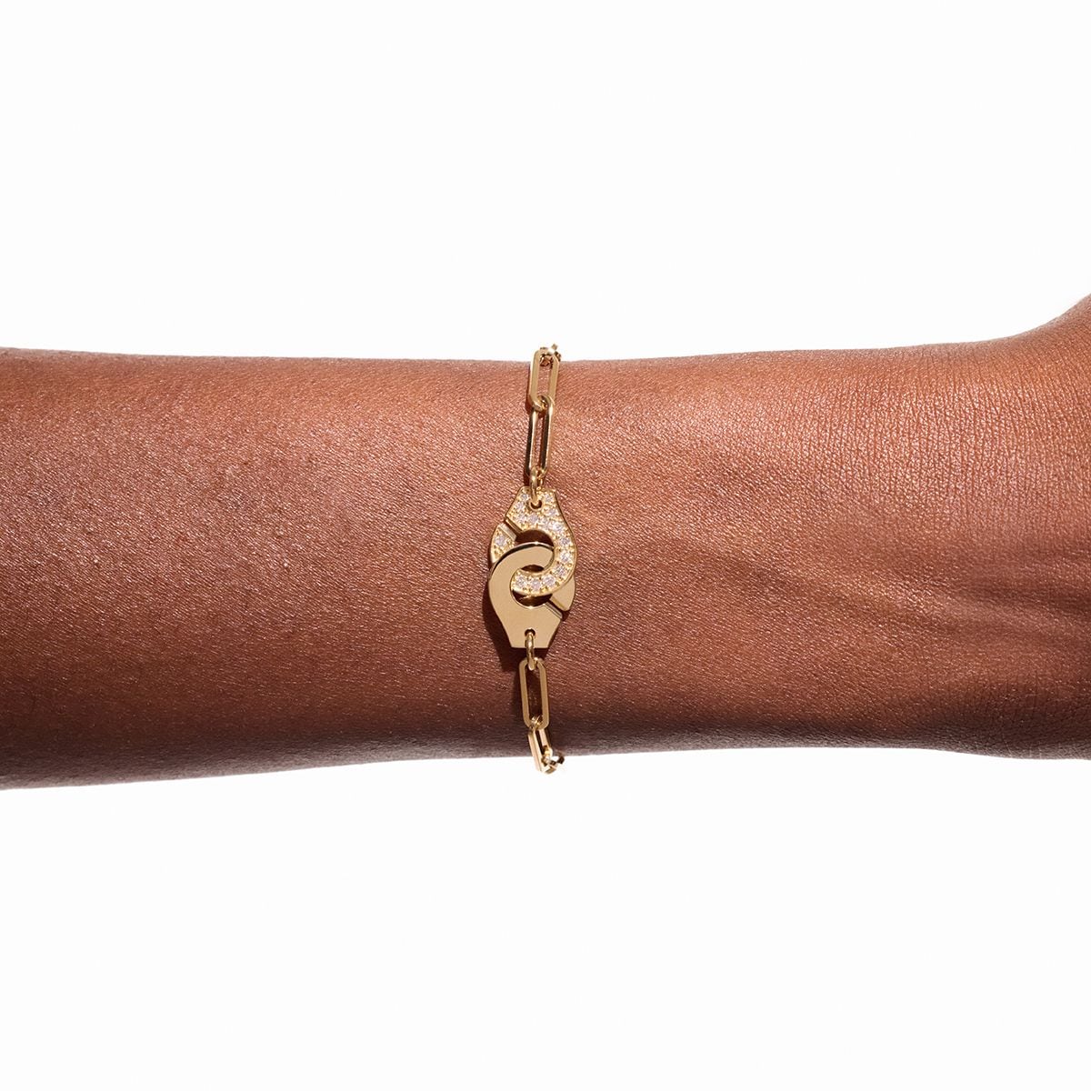 Dinh Van 18K Yellow Gold Menottes R12 0.25cttw Diamond Chain Bracelet Dinh Van 18K Yellow Gold Menottes R12 0.25cttw Diamond Chain Bracelet