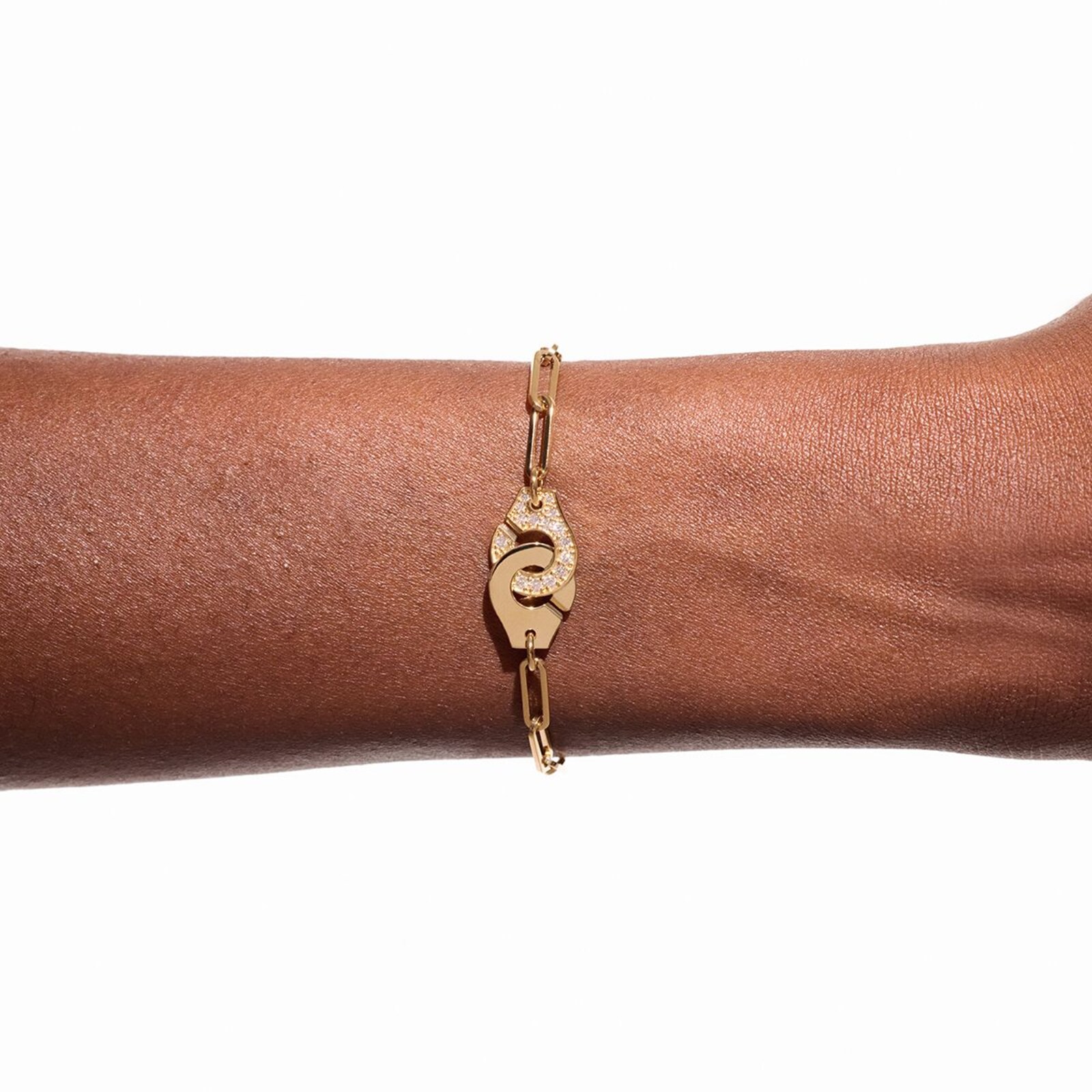Dinh Van 18K Yellow Gold Menottes R12 0.25cttw Diamond Chain Bracelet