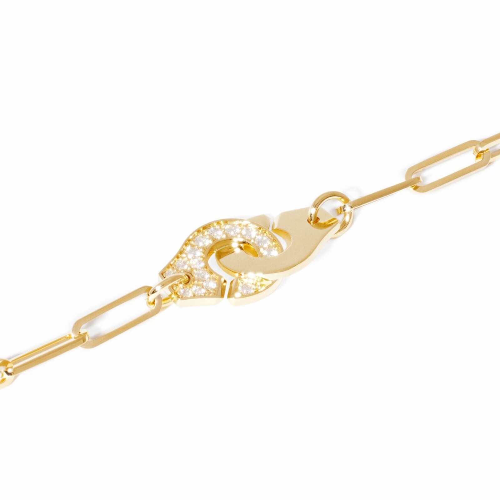 Dinh Van 18K Yellow Gold Menottes R12 0.25cttw Diamond Chain Bracelet