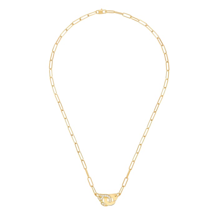 Dinh Van 18K Yellow Gold Menottes R10 0.15cttw Diamond Link Necklace
