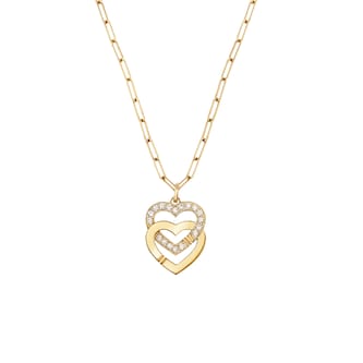 Dinh Van 18K Yellow Gold Double Coeur R15 0.30cttw Diamond Link Pendant Dinh Van 18K Yellow Gold Double Coeur R15 0.30cttw Diamond Link Pendant