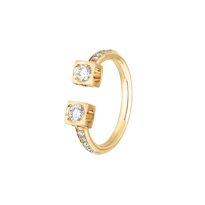 Dinh Van 18K Yellow Gold 0.43cttw Le Cube Diamant Large Ring - Size 55