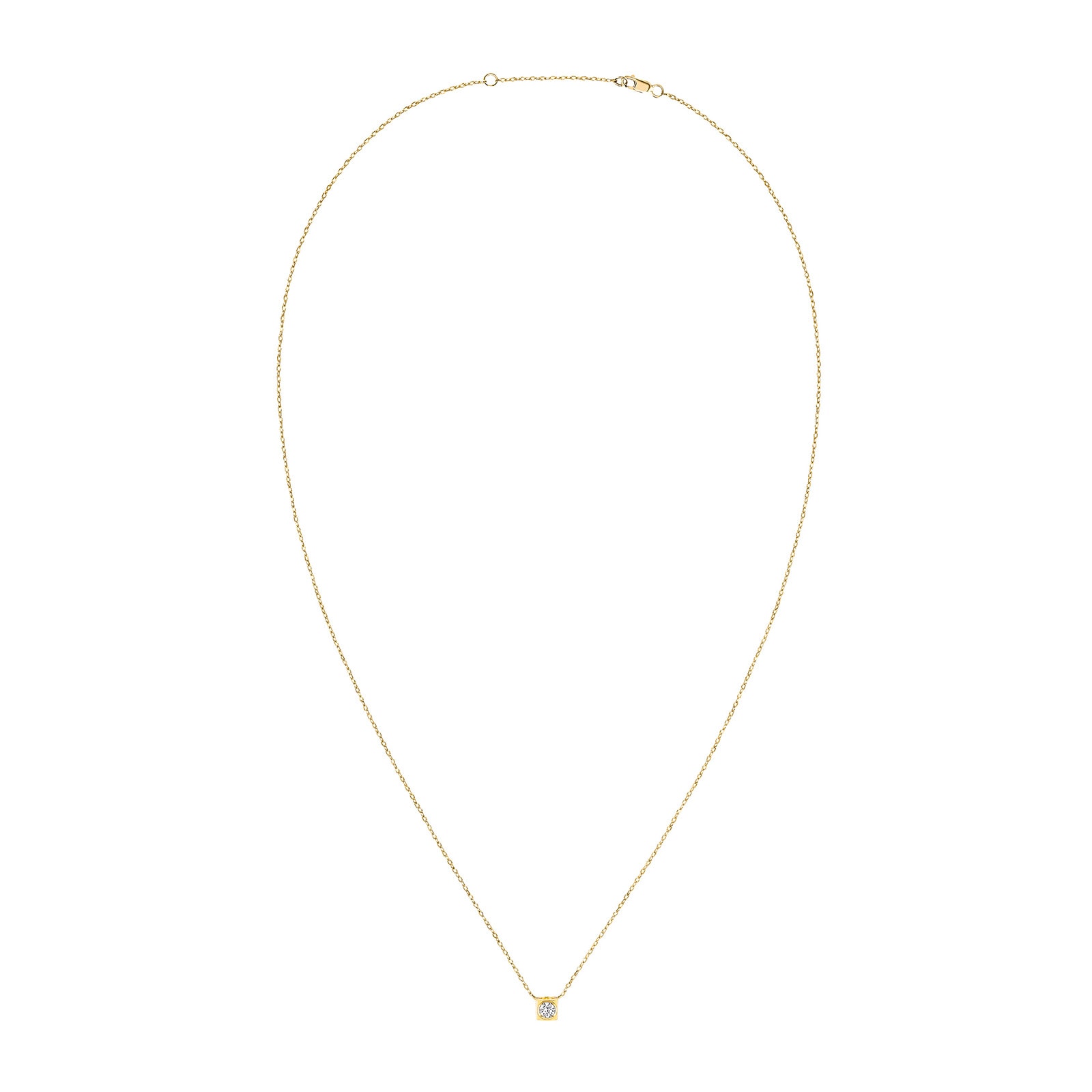Dinh Van 18K Yellow Gold 0.15cttw Le Cube Diamant Medium Necklace