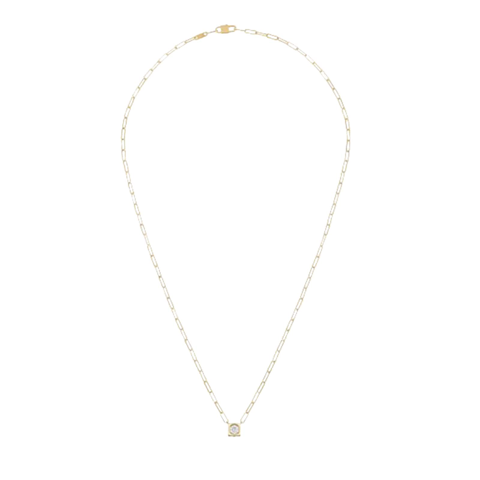 Dinh Van 18K Yellow Gold 0.25cttw Le Cube Diamant Large Necklace