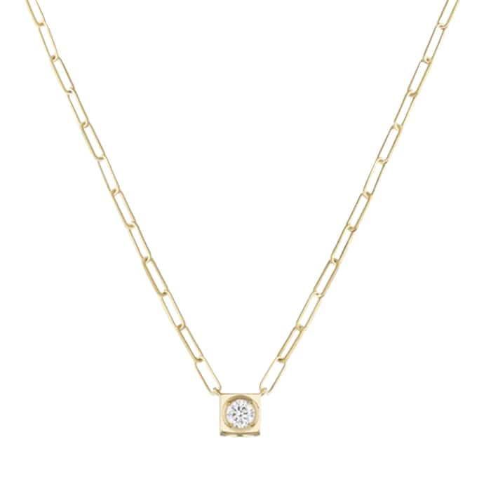 Dinh Van 18K Yellow Gold 0.25cttw Le Cube Diamant Large Necklace