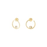 Dinh Van 18K Yellow Gold 0.12cttw Le Cube Diamant Hoop Earrings