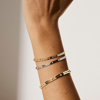 Dinh Van 18K Yellow Gold 0.13cttw Diamond Pulse Small Bracelet - Size 16