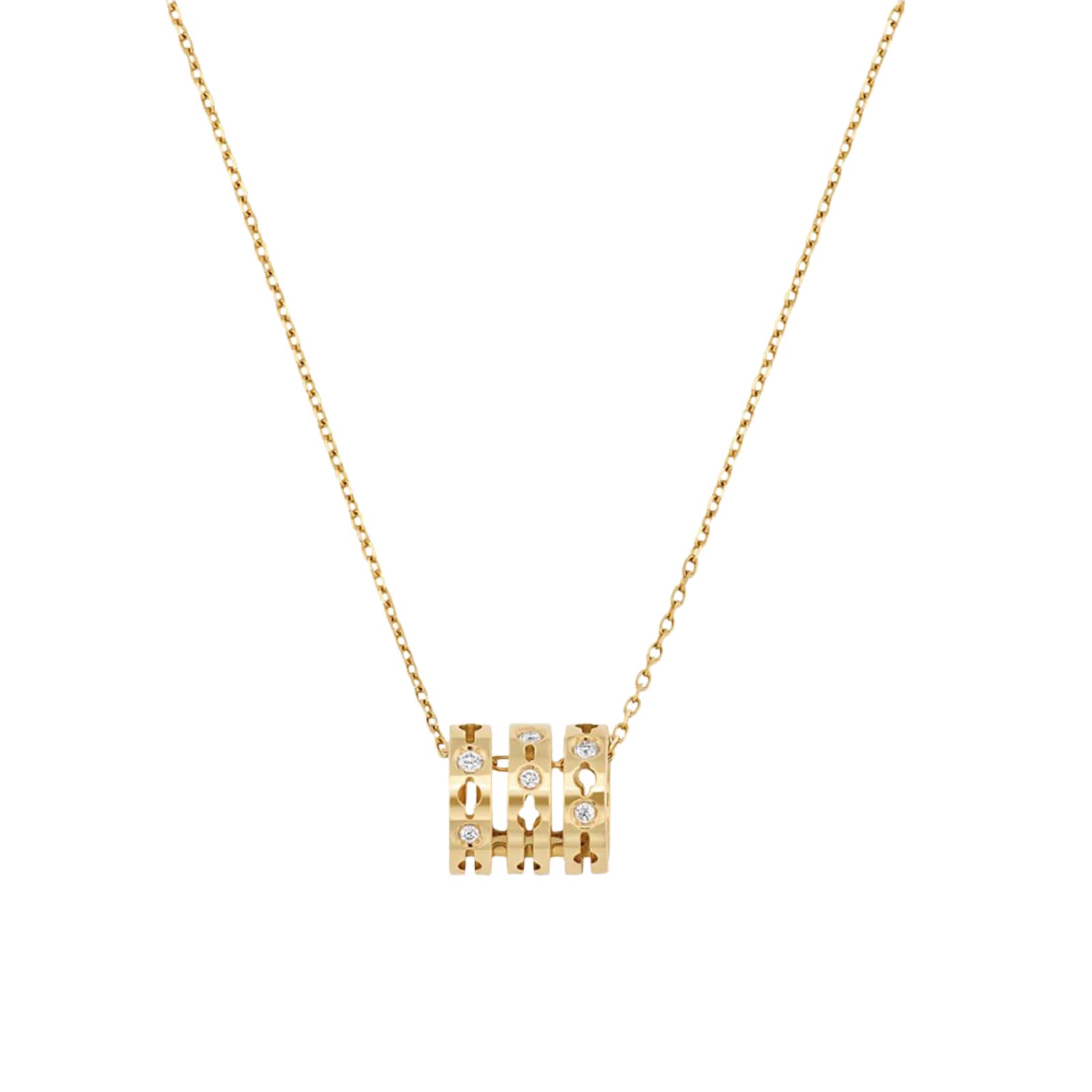 Dinh Van 18K Yellow Gold 0.10cttw Diamond Pulse Necklace