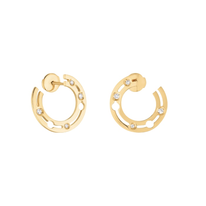 Dinh Van 18K Yellow Gold 0.13cttw Diamond Pulse Hoop Earrings