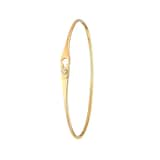 Dinh Van 18K Yellow Gold 0.03cttw Diamond Serrure Jonc  Bangle - Size 16