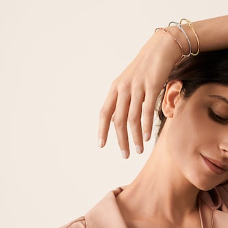 Dinh Van 18K White Gold 0.03cttw Diamond Serrure Jonc  Bangle - Size 17