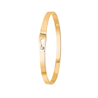Dinh Van 18K Yellow Gold 0.03cttw Diamond Serrure Jonc  Bangle - Size 16 Dinh Van 18K Yellow Gold 0.03cttw Diamond Serrure Jonc  Bangle - Size 16
