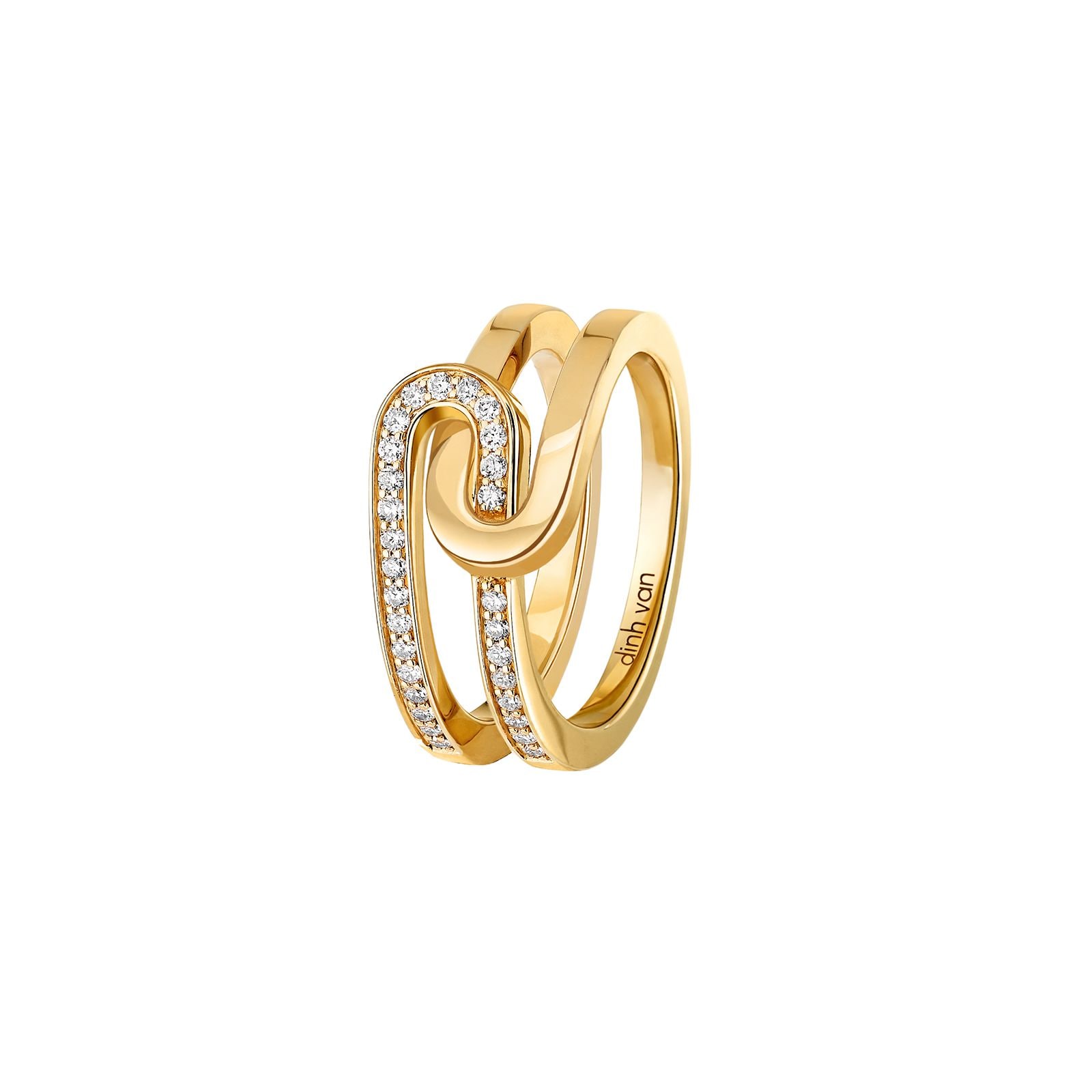 Dinh Van 18K Yelliow Gold 0.20cttw Diamond Maillon Star Ring - Size 53