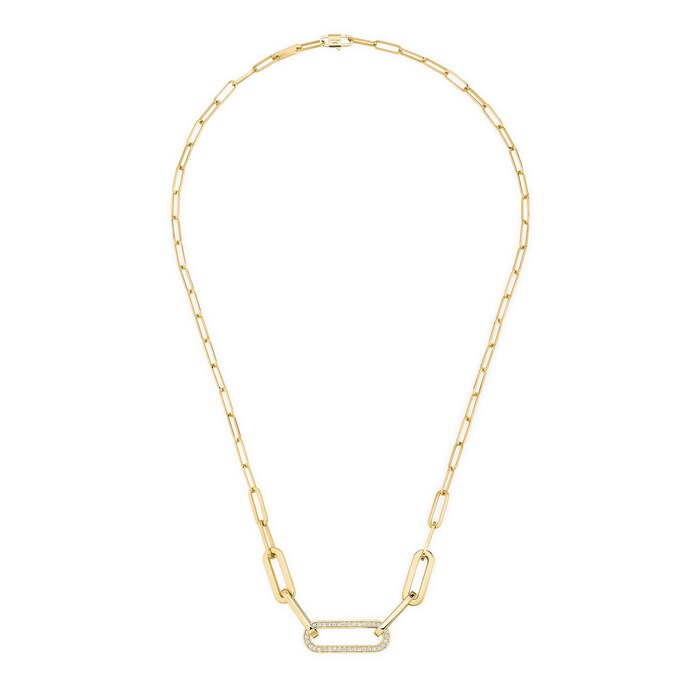 Dinh Van 18K Yellow Gold 0.25cttw DIamond Maillon Link Necklace