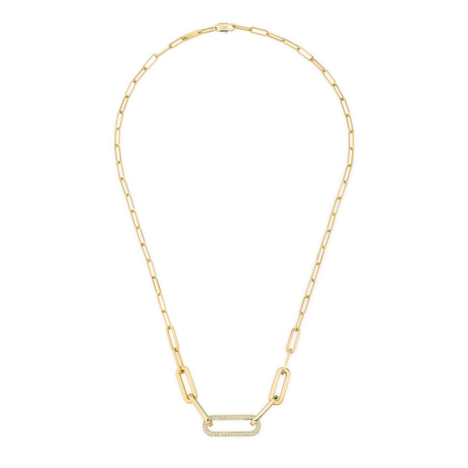 Dinh Van 18K Yellow Gold Maillon 0.25cttw Diamond Link Necklace