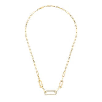 Dinh Van 18K Yellow Gold Maillon 0.25cttw Diamond Link Necklace