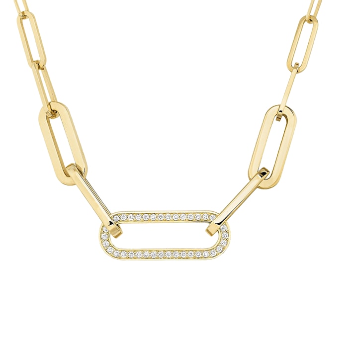 Dinh Van 18K Yellow Gold 0.25cttw DIamond Maillon Link Necklace