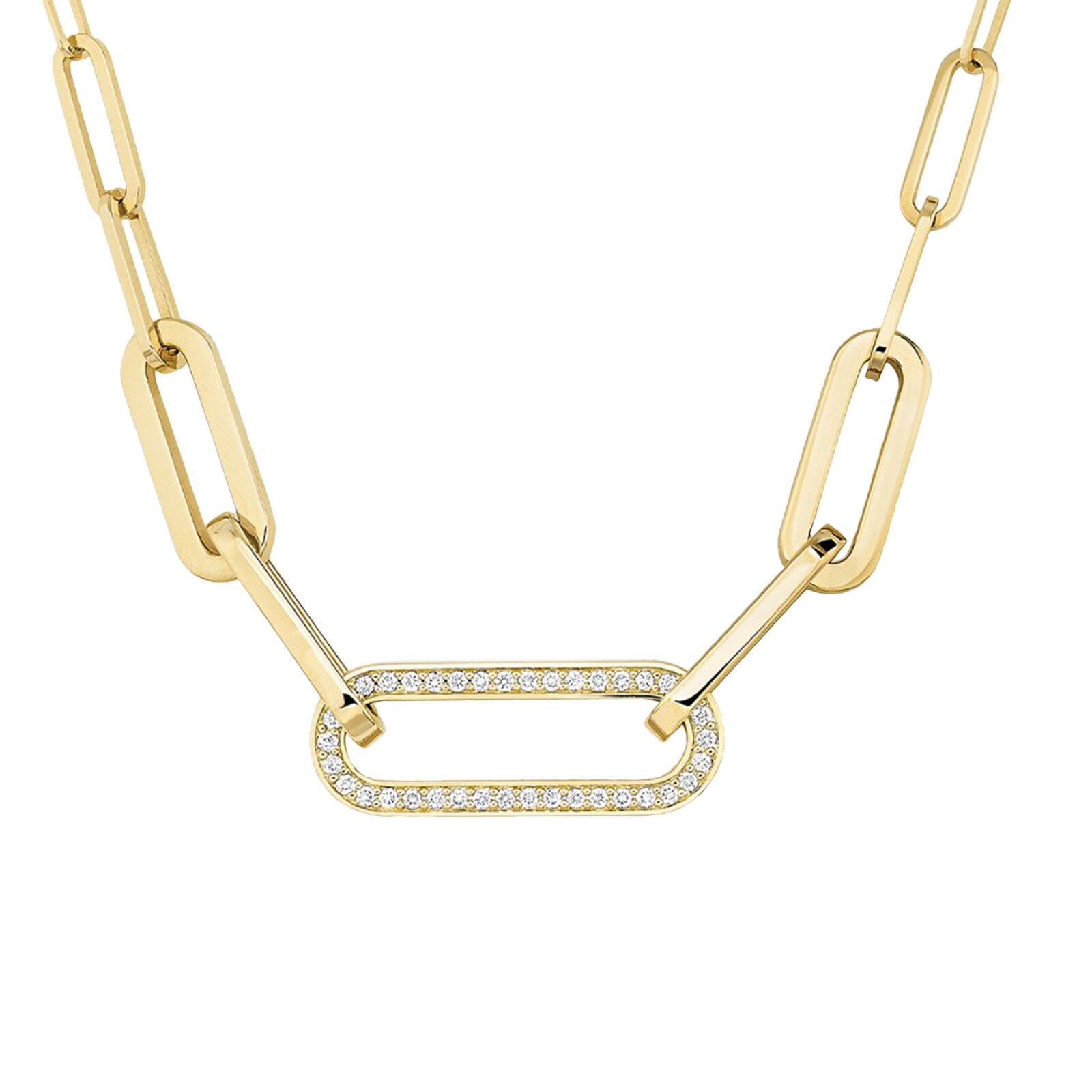 Dinh Van 18K Yellow Gold Maillon 0.25cttw Diamond Link Necklace