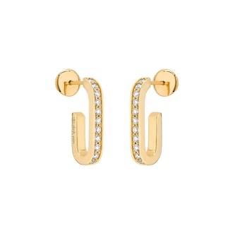 Dinh Van 18K Yellow Gold 0.40cttw Diamond Maillon Hoop Earrings