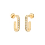 Dinh Van 18K Yellow Gold 0.40cttw Diamond Maillon Hoop Earrings