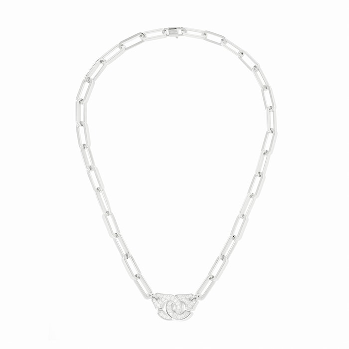 Dinh Van 18K White Gold 0.93cttw Diamond Menottes R15 Necklace