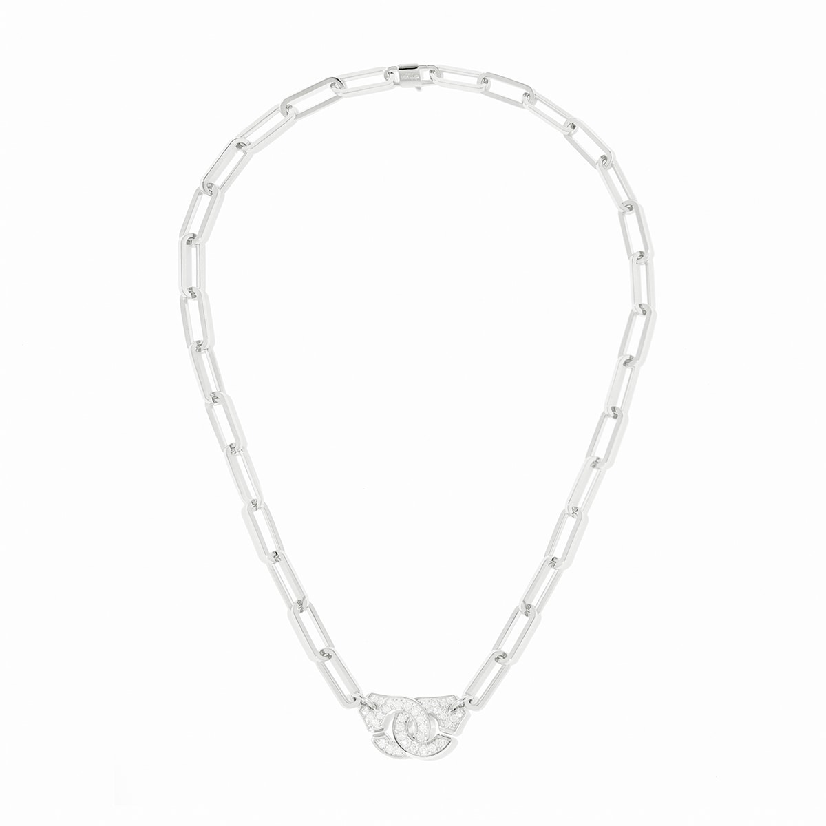 Dinh Van 18K White Gold Menottes R15 0.93cttw Diamond Necklace