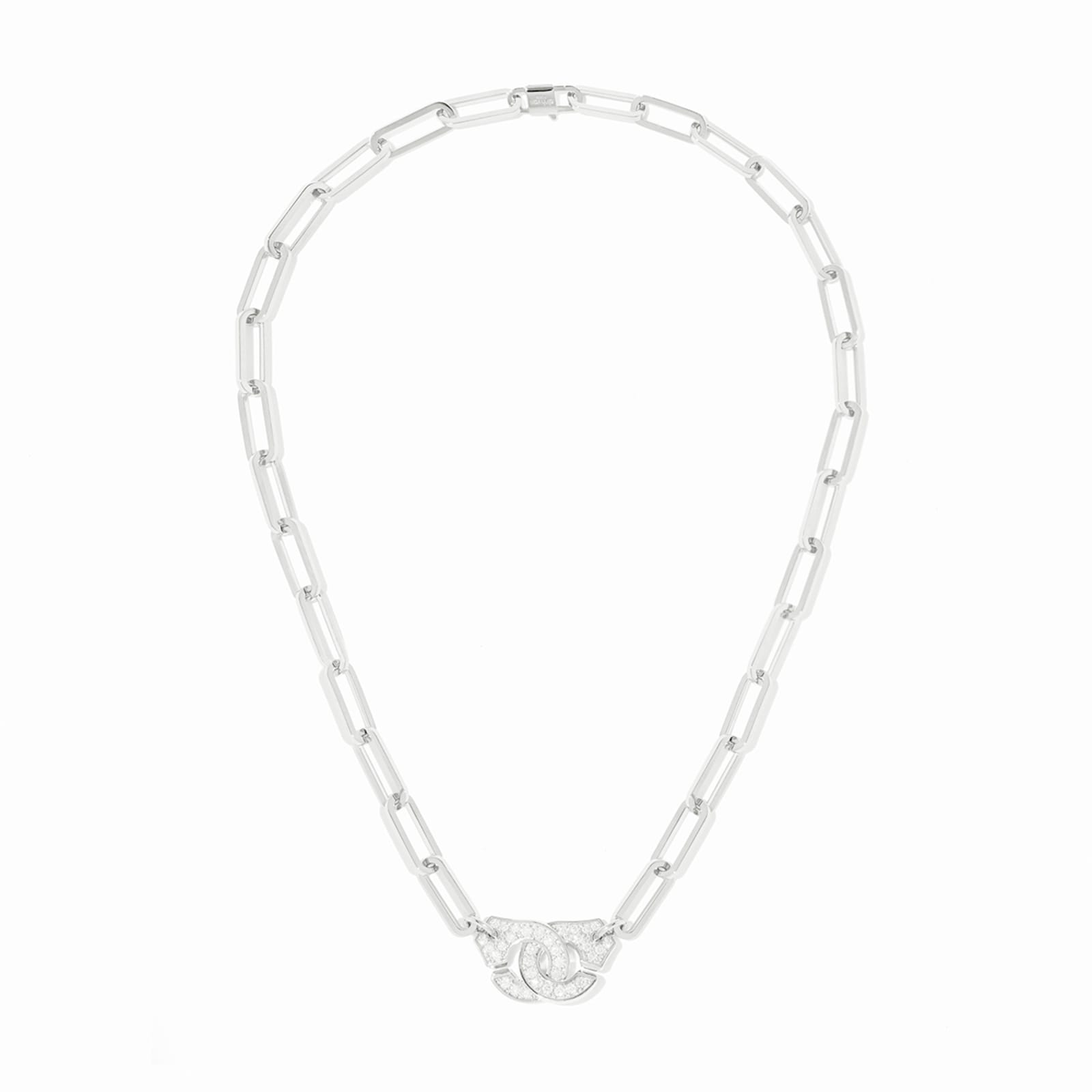 Dinh Van 18K White Gold Menottes R15 0.93cttw Diamond Necklace