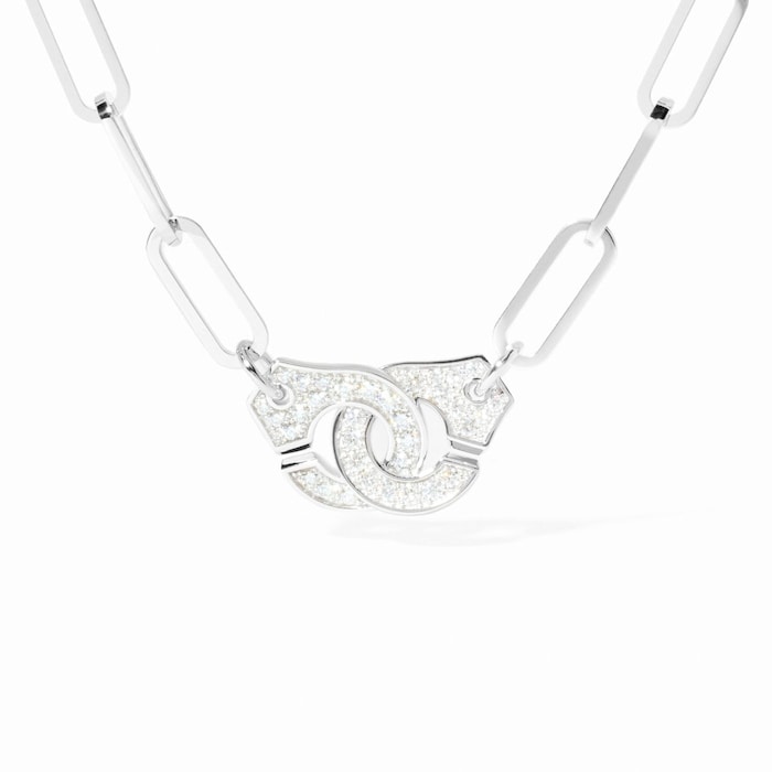 Dinh Van 18K White Gold Menottes R15 0.93cttw Diamond Necklace