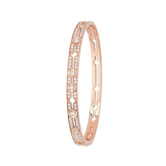 Dinh Van 18K Rose Gold Pulse 0.88cttw Diamond Bangle - Size 16