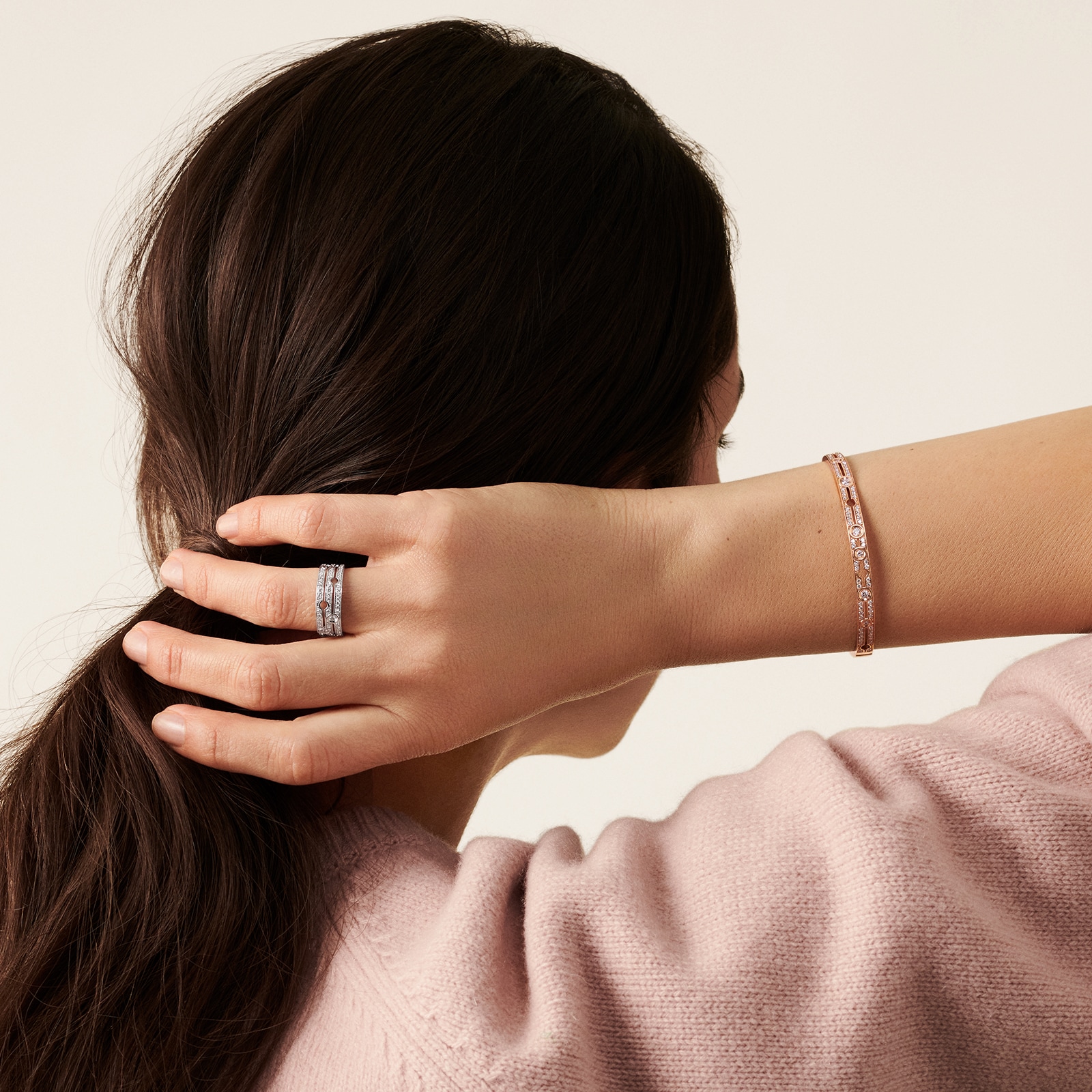 Menottes dinh van R10 bracelet in rose gold and silver | LEPAGE