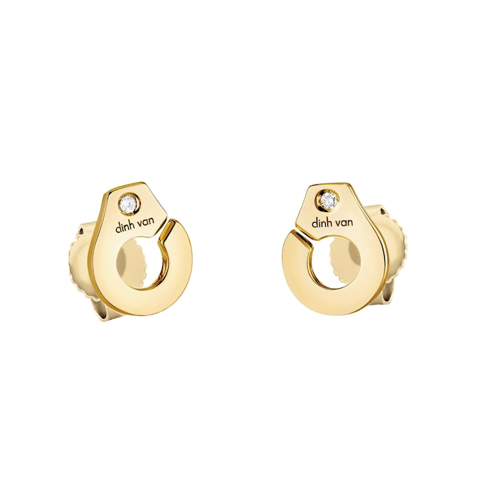 Dinh Van 18K Yellow Gold Menottes R7.5 0.01cttw Diamond Stud Earrings