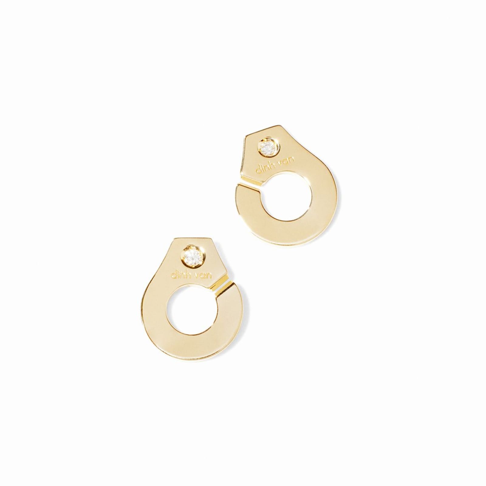Dinh Van 18K Yellow Gold Menottes R7.5 0.01cttw Diamond Stud Earrings