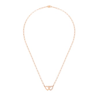 Dinh Van 18K Rose Gold Double Coeur 0.07cttw Diamond Necklace