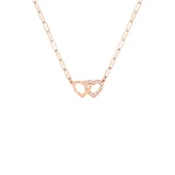 Dinh Van 18K Rose Gold Double Coeur 0.07cttw Diamond Necklace