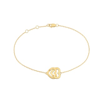 Dinh Van 18K Yellow Gold Double Coeur R10 Chain Bracelet