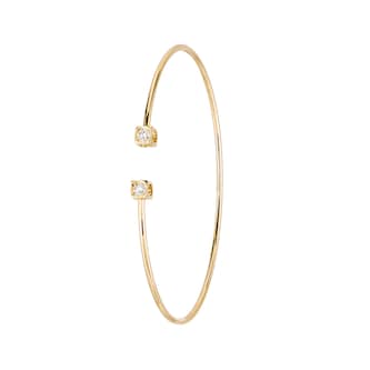 Dinh Van 18K Yellow Gold 0.14cttw Le Cube Diamant Small Bangle - Size 16