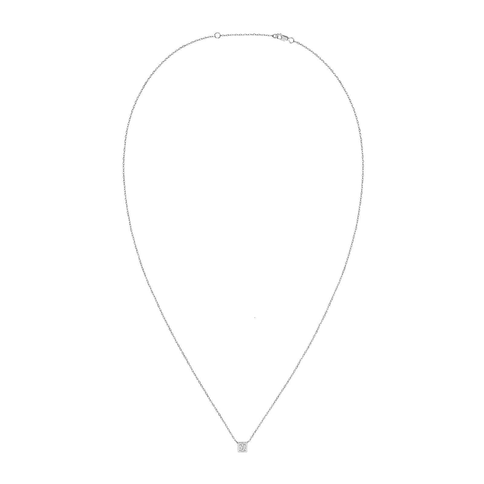 Dinh Van 18K White Gold 0.15cttw Le Cube Diamant Necklace