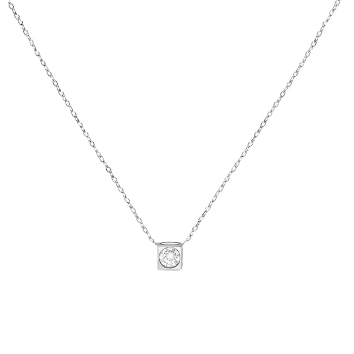 Dinh Van 18K White Gold 0.15cttw Le Cube Diamant Necklace