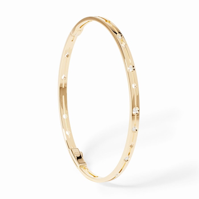 Dinh Van 18K Yellow Gold Pulse 0.13cttw Diamond Bangle - Size 14