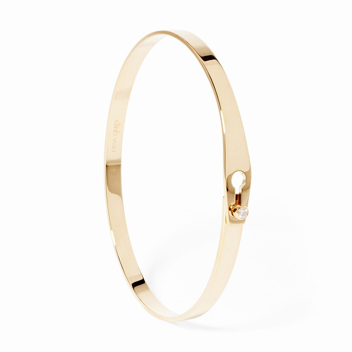 Dinh Van 18K Yellow Gold Serrure 0.03cttw Diamond Bangle - Size 17 Dinh Van 18K Yellow Gold Serrure 0.03cttw Diamond Bangle - Size 17