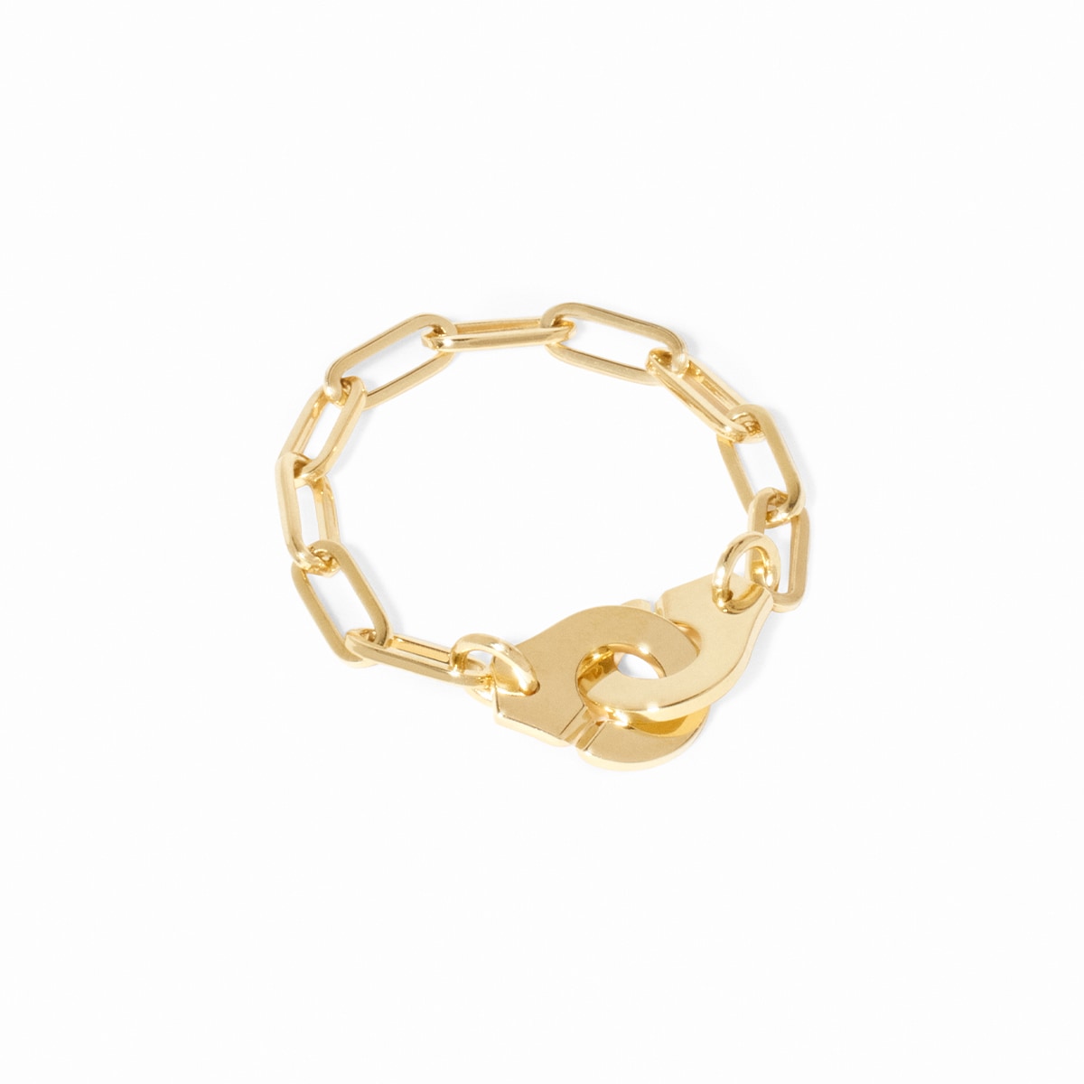 Dinh Van 18K Yellow Gold Menottes R7 Chain Ring  - Size 53