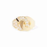 Dinh Van 18K Yellow Gold Menottes 0.31cttw Diamond Medium Model Ring - Size 54