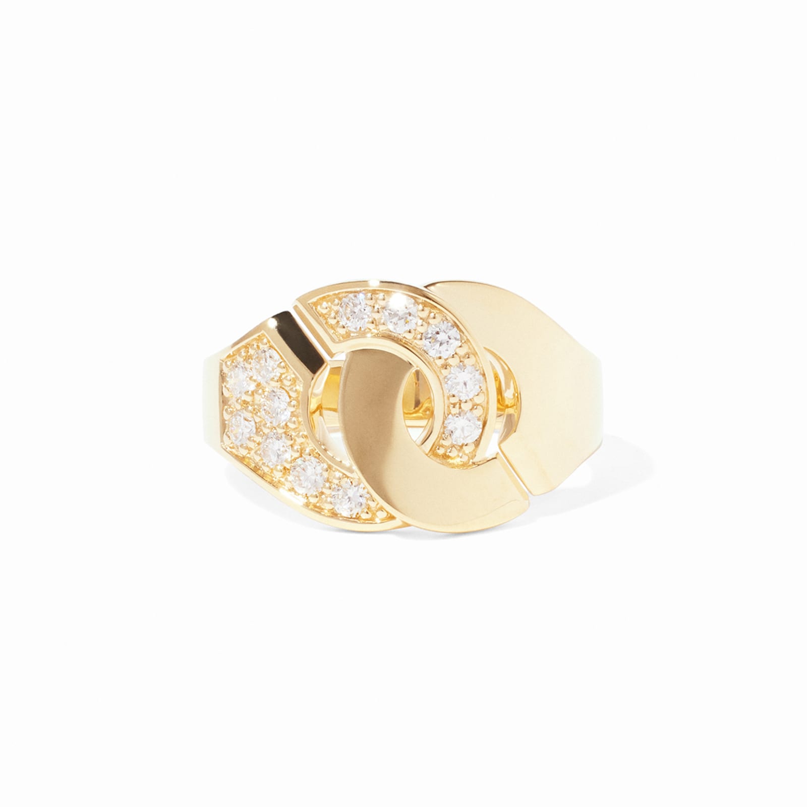 Dinh Van 18K Yellow Gold Menottes 0.31cttw Diamond Medium Model Ring - Size 54