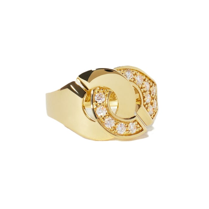 Dinh Van 18K Yellow Gold Menottes 0.31cttw Diamond Medium Model Ring - Size 54