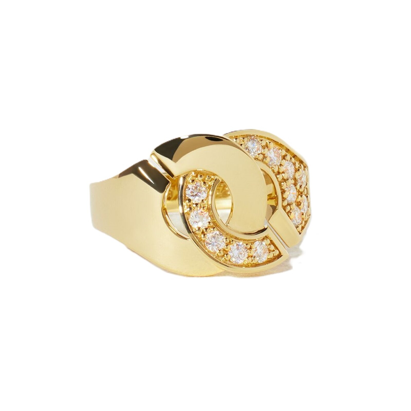 Dinh Van 18K Yellow Gold Menottes 0.31cttw Diamond Medium Model Ring - Size 54
